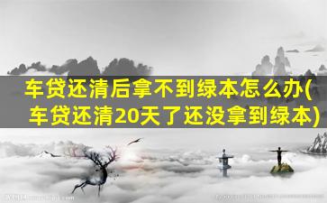 车贷还清后拿不到绿本怎么办(车贷还清20天了还没拿到绿本)