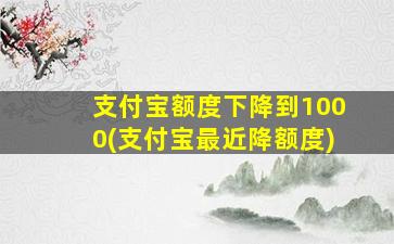 支付宝额度下降到1000(支付宝最近降额度)