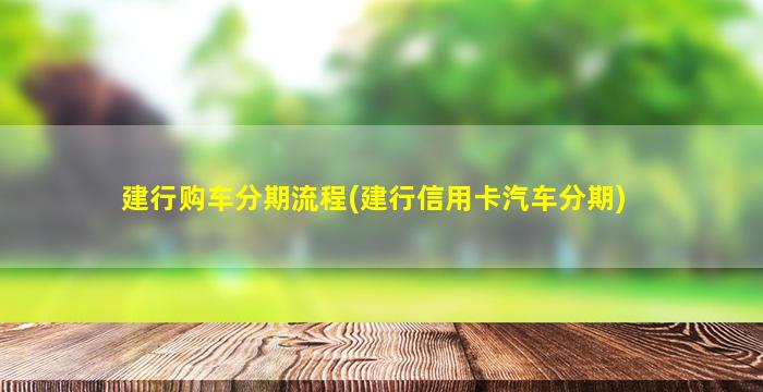 建行购车分期流程(建行信用卡汽车分期)