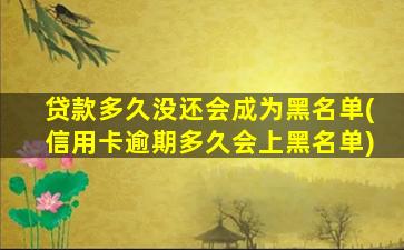 贷款多久没还会成为黑名单(信用卡逾期多久会上黑名单)