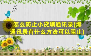 怎么防止小贷爆通讯录(爆通讯录有什么方法可以阻止)