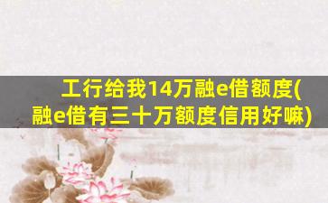 工行给我14万融e借额度(融e借有三十万额度信用好嘛)