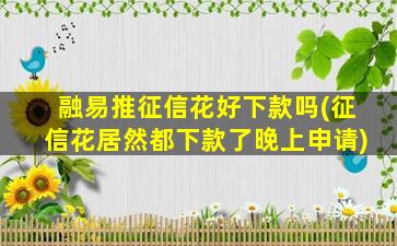 融易推征信花好下款吗(征信花居然都下款了晚上申请)