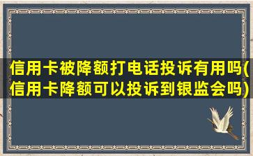 信用卡被降额打电话投诉有用吗(信用卡降额可以投诉到银监会吗)