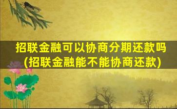 招联金融可以协商分期还款吗(招联金融能不能协商还款)