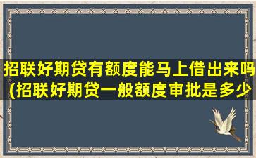 招联好期贷有额度能马上借出来吗(招联好期贷一般额度审批是多少)