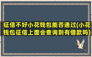 征信不好小花钱包能否通过(小花钱包征信上面会查询到有借款吗)