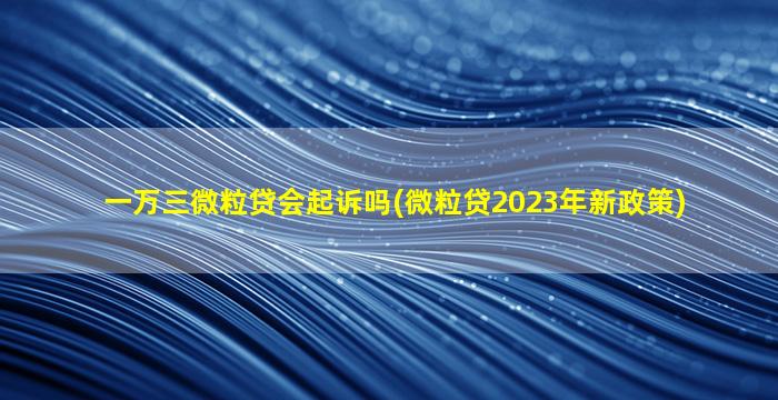 一万三微粒贷会起诉吗(微粒贷2023年新政策)