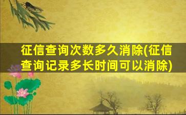 征信查询次数多久消除(征信查询记录多长时间可以消除)