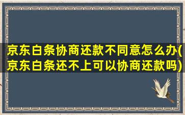 京东白条协商还款不同意怎么办(京东白条还不上可以协商还款吗)