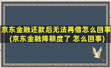 京东金融还款后无法再借怎么回事(京东金融降额度了 怎么回事)