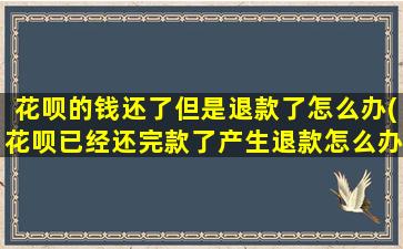 花呗的钱还了但是退款了怎么办(花呗已经还完款了产生退款怎么办)