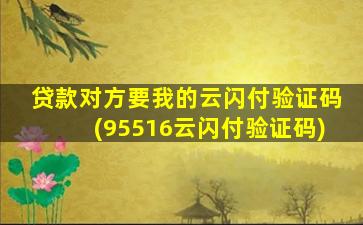 贷款对方要我的云闪付验证码(95516云闪付验证码)