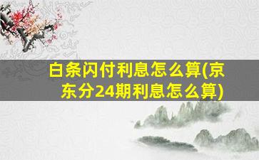 白条闪付利息怎么算(京东分24期利息怎么算)