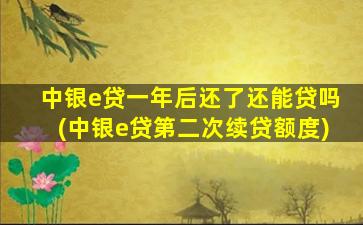 中银e贷一年后还了还能贷吗(中银e贷第二次续贷额度)