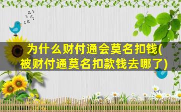 为什么财付通会莫名扣钱(被财付通莫名扣款钱去哪了)