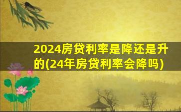 2024房贷利率是降还是升的(24年房贷利率会降吗)