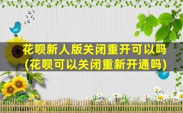 花呗新人版关闭重开可以吗(花呗可以关闭重新开通吗)