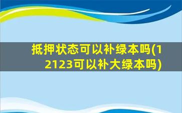 抵押状态可以补绿本吗(12123可以补大绿本吗)