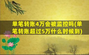 单笔转账4万会被监控吗(单笔转账超过5万什么时候到)