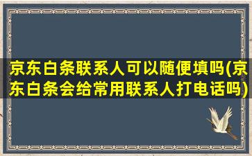 京东白条联系人可以随便填吗(京东白条会给常用联系人打电话吗)