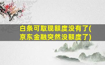 白条可取现额度没有了(京东金融突然没额度了)