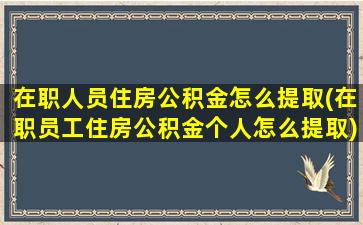 在职人员住房公积金怎么提取(在职员工住房公积金个人怎么提取)