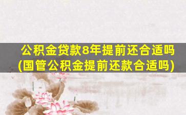 公积金贷款8年提前还合适吗(国管公积金提前还款合适吗)