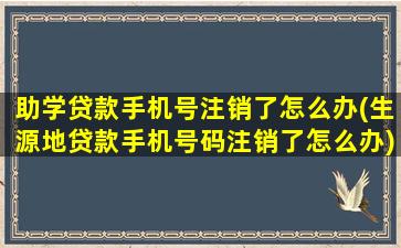 助学贷款手机号注销了怎么办(生源地贷款手机号码注销了怎么办)