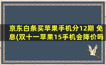 京东白条买苹果手机分12期 免息(双十一苹果15手机会降价吗)