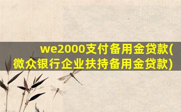 we2000支付备用金贷款(微众银行企业扶持备用金贷款)