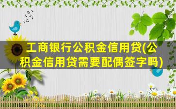 工商银行公积金信用贷(公积金信用贷需要配偶签字吗)