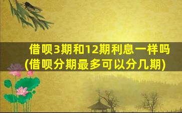 借呗3期和12期利息一样吗(借呗分期最多可以分几期)