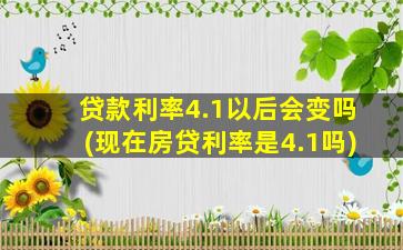 贷款利率4.1以后会变吗(现在房贷利率是4.1吗)