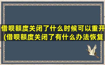 借呗额度关闭了什么时候可以重开(借呗额度关闭了有什么办法恢复)