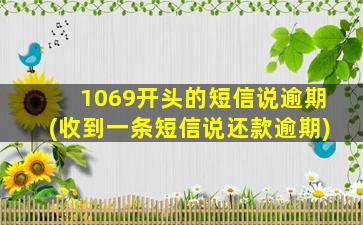 1069开头的短信说逾期(收到一条短信说还款逾期)