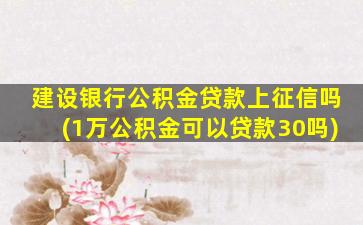 建设银行公积金贷款上征信吗(1万公积金可以贷款30吗)