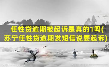 任性贷逾期被起诉是真的1吗(苏宁任性贷逾期发短信说要起诉)