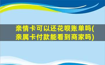 亲情卡可以还花呗账单吗(亲属卡付款能看到商家吗)