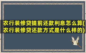 农行装修贷提前还款利息怎么算(农行装修贷还款方式是什么样的)