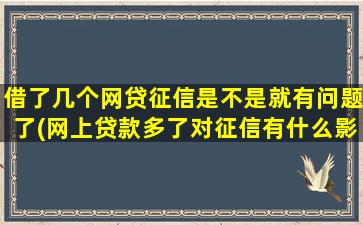 借了几个网贷征信是不是就有问题了(网上贷款多了对征信有什么影响)