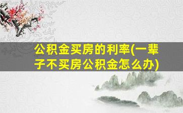 公积金买房的利率(一辈子不买房公积金怎么办)