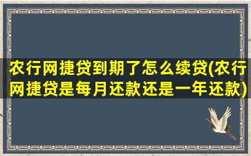 农行网捷贷到期了怎么续贷(农行网捷贷是每月还款还是一年还款)