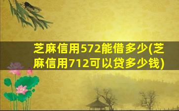 芝麻信用572能借多少(芝麻信用712可以贷多少钱)