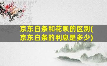 京东白条和花呗的区别(京东白条的利息是多少)