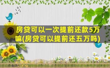 房贷可以一次提前还款5万嘛(房贷可以提前还五万吗)