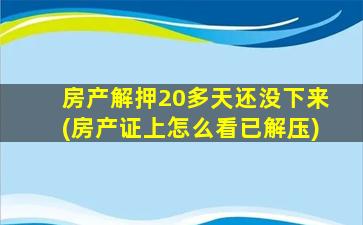 房产解押20多天还没下来(房产证上怎么看已解压)