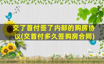 交了首付签了内部的购房协议(交首付多久签购房合同)