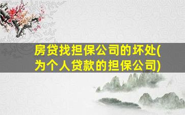 房贷找担保公司的坏处(为个人贷款的担保公司)