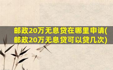 邮政20万无息贷在哪里申请(邮政20万无息贷可以贷几次)